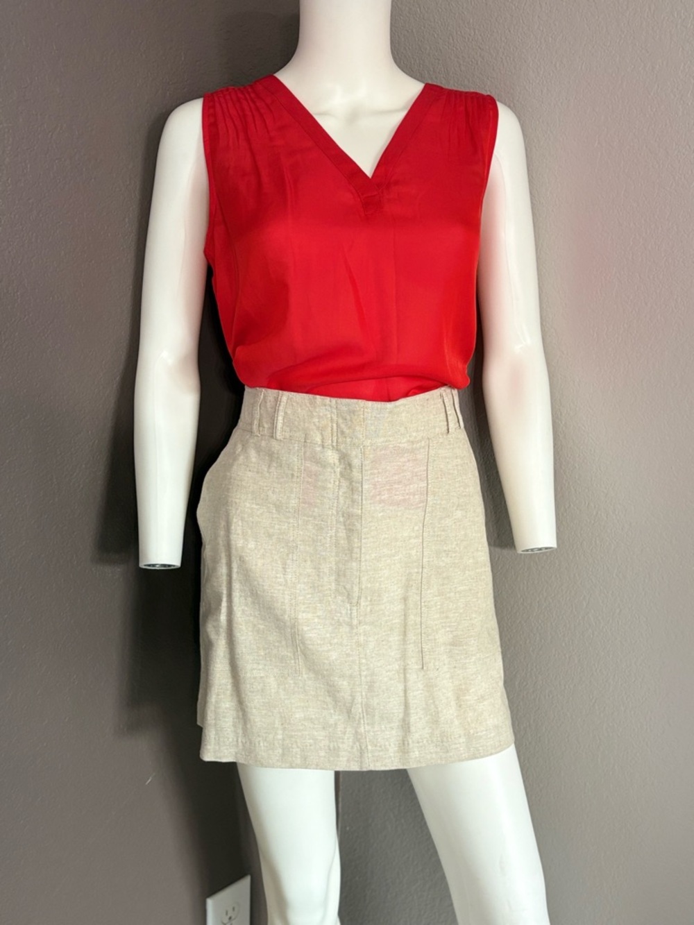 Rachel Zoe Natural Beige Linen Mini Skirt - Picture 5 of 10